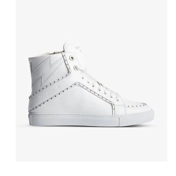 Zadig & Voltaire High Flash Canvash glad high top sneakers w silver studs new - Picture 1 of 14